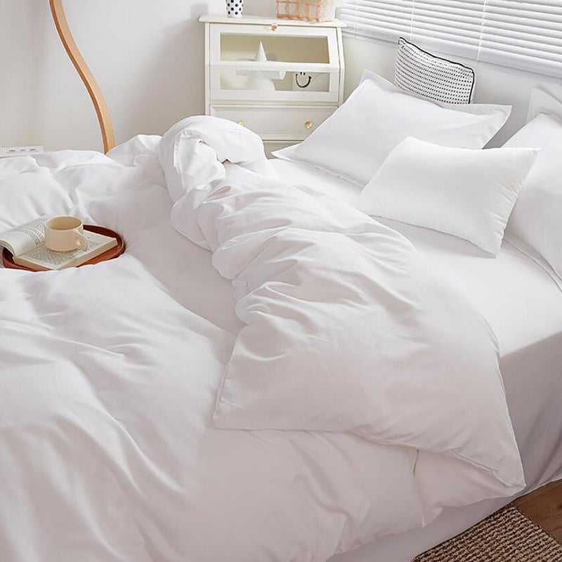 Cottonight White Comforter Set King Bedding Comforter Set Plain Solid Color Blanket Quilts Soft Breathable Pure White Bedding Set for Women Men Hotel Quality King Bed - Image 5